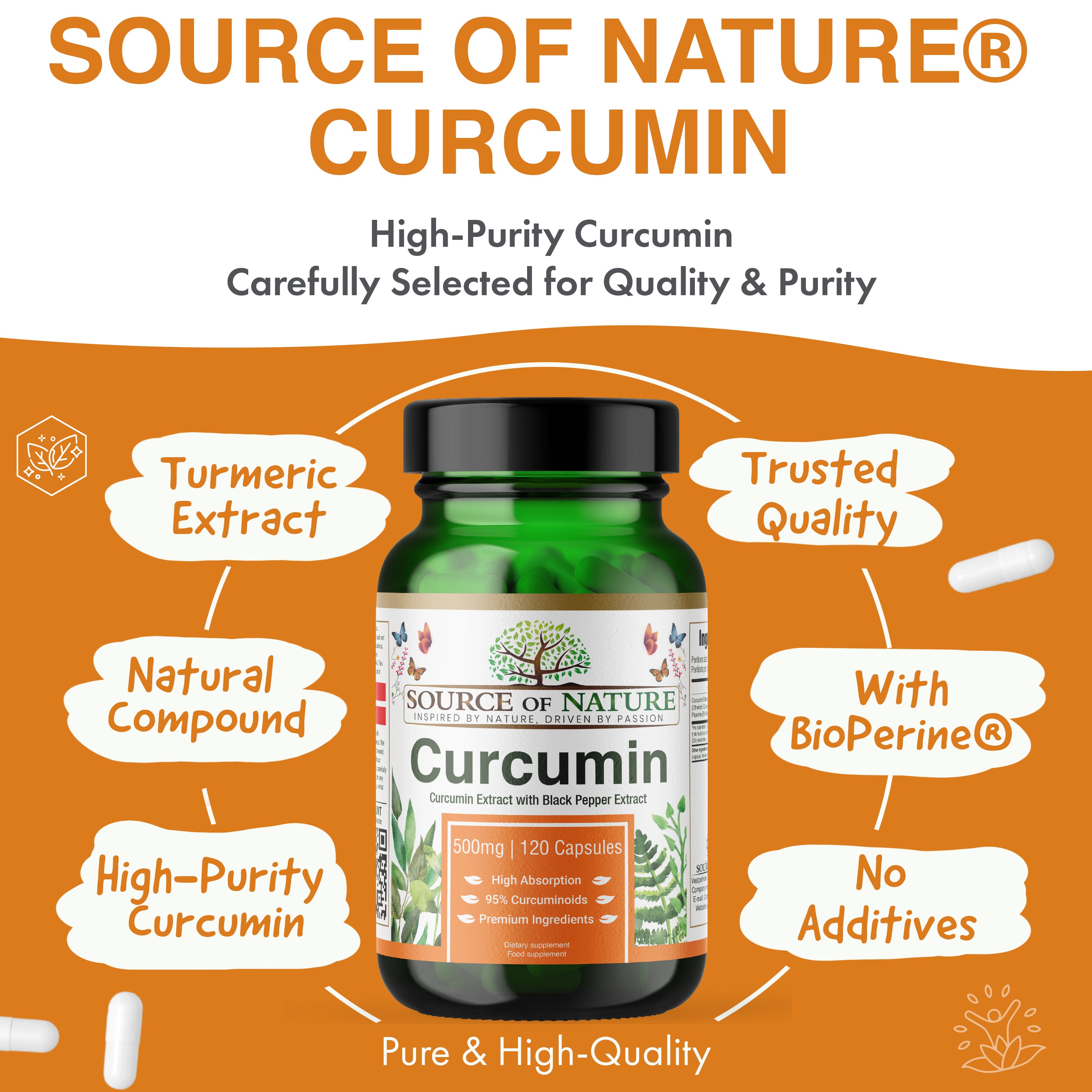 Curcumina 500mg | 120 Capsule | Fornitura per 4 mesi